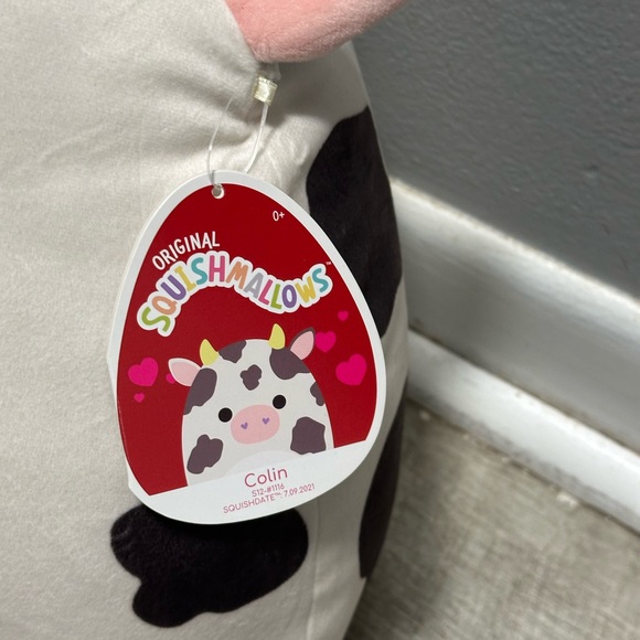 Squishmallows Colin Valentines Cow kellytop 16” XL Plush Stuff Animals 2022 NWT - Picture 4 of 8